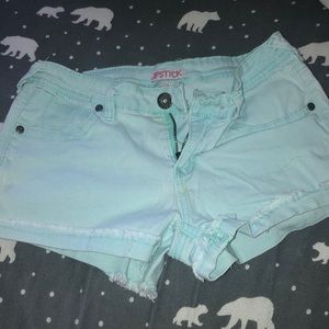 Teal denim shorts